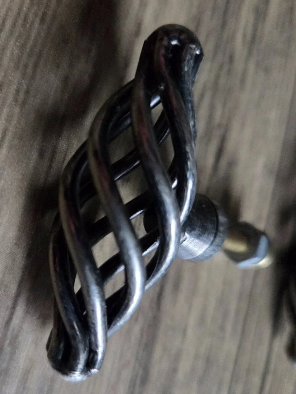 Set of 6 VTG Twist Metal Birdcage Cabinet Knobs in Antique Pewter Finish